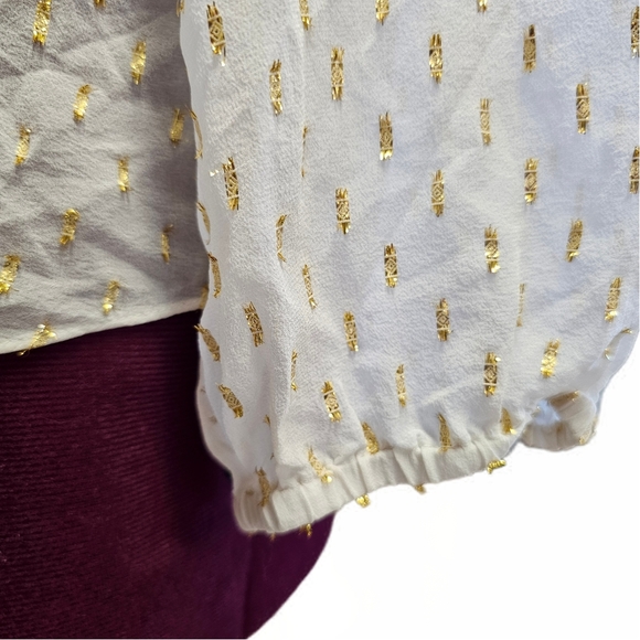 Lilly Pulitzer Silk Top, Cream & Gold Clip - Picture 9 of 16